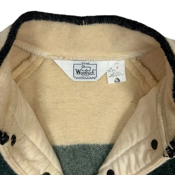 Vintage Woolrich Hudson Bay Sweater Womens Medium Beige Stripe Snap 70s 80s USA - Picture 6 of 8